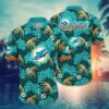 Miami Dolphins Palm Tree Leaves NFL Football Team Hawaiian Shirt
