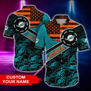 Miami Dolphins Personalized America Flag Hawaiian Shirt