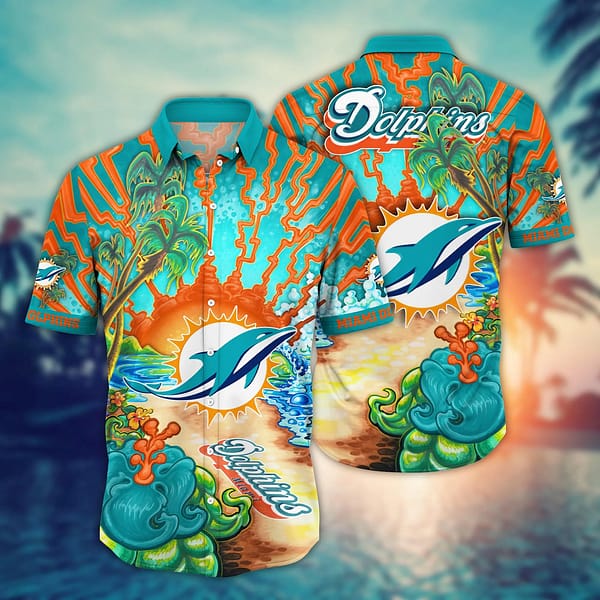 Miami Dolphins Seashore NFL Football Team Hawaiian Shirt Miami Dolphins Seashore NFL Football Team Hawaiian Shirt