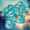 Miami Dolphins White Flora NFL Football Team Hawaiian Shirt