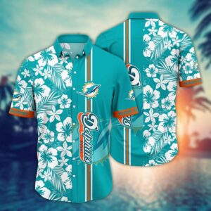 Miami Dolphins White Flowers NFL Football Team Hawaiian Shirt