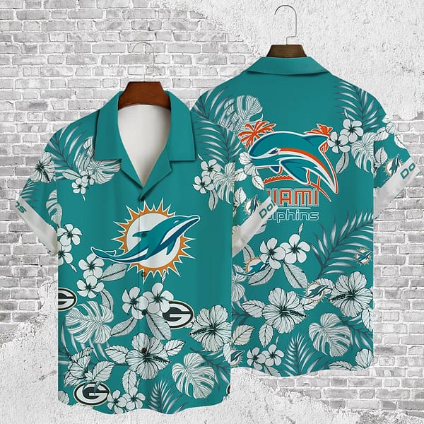 Miami Dolphins White Hibiscus NFL Football Team Hawaiian Shirt Miami Dolphins White Hibiscus NFL Football Team Hawaiian Shirt