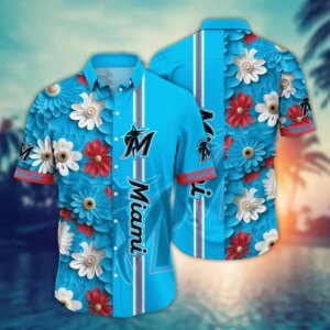 Miami Marlins Daisy Bloom Hawaiian Shirt