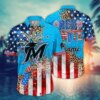 Miami Marlins Fireworks Leopard Print Hawaiian Shirt