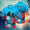 Miami Marlins Floral Fade Hawaiian Shirt