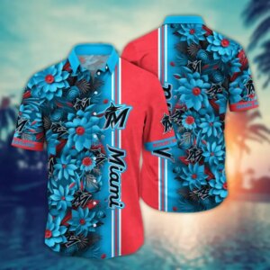 Miami Marlins Patriotic Bloom Hawaiian Shirt