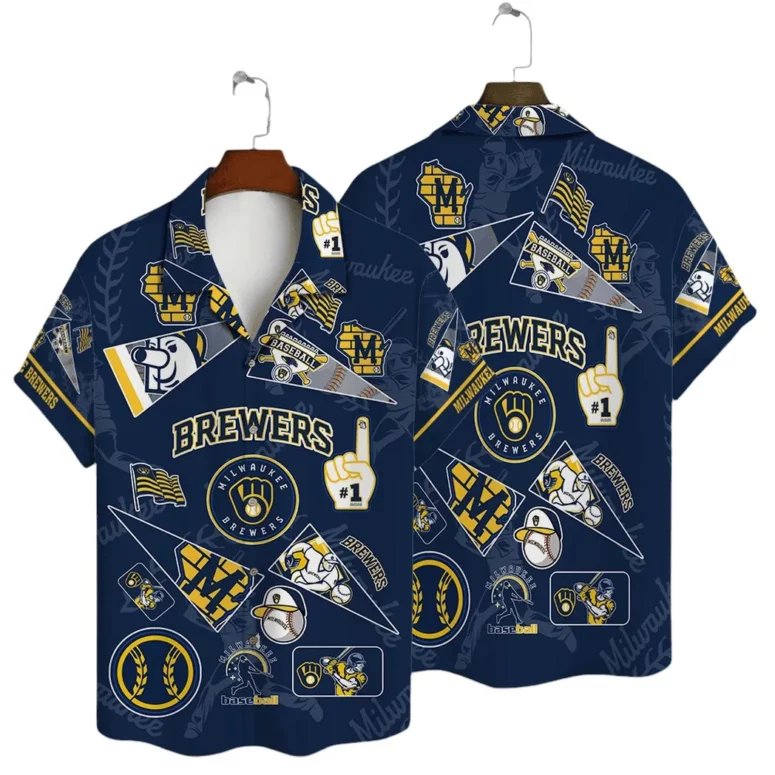 Milwaukee Brewers Fan Collage Hawaiian Shirt Milwaukee Brewers Fan Collage Hawaiian Shirt