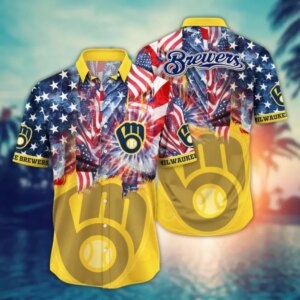 Milwaukee Brewers Fireworks 4th Of July Hawaiian Shirt