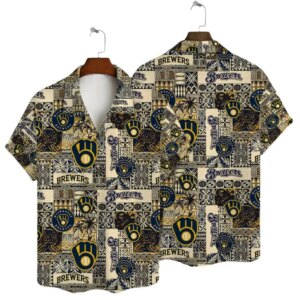 Milwaukee Brewers Tribal Patchwork Hawaiian Shirt