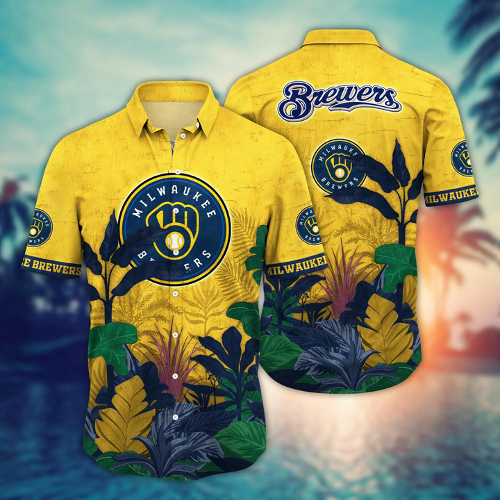 Milwaukee Brewers Tropical Triumph Hawaiian Shirt Milwaukee Brewers Tropical Triumph Hawaiian Shirt