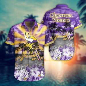 Minnesota Vikings Boat and Oars NFL Football Team Hawaiian Shirt