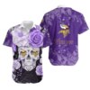 Minnesota Vikings Day of the Dead Sugar Skull Hawaiian Shirt