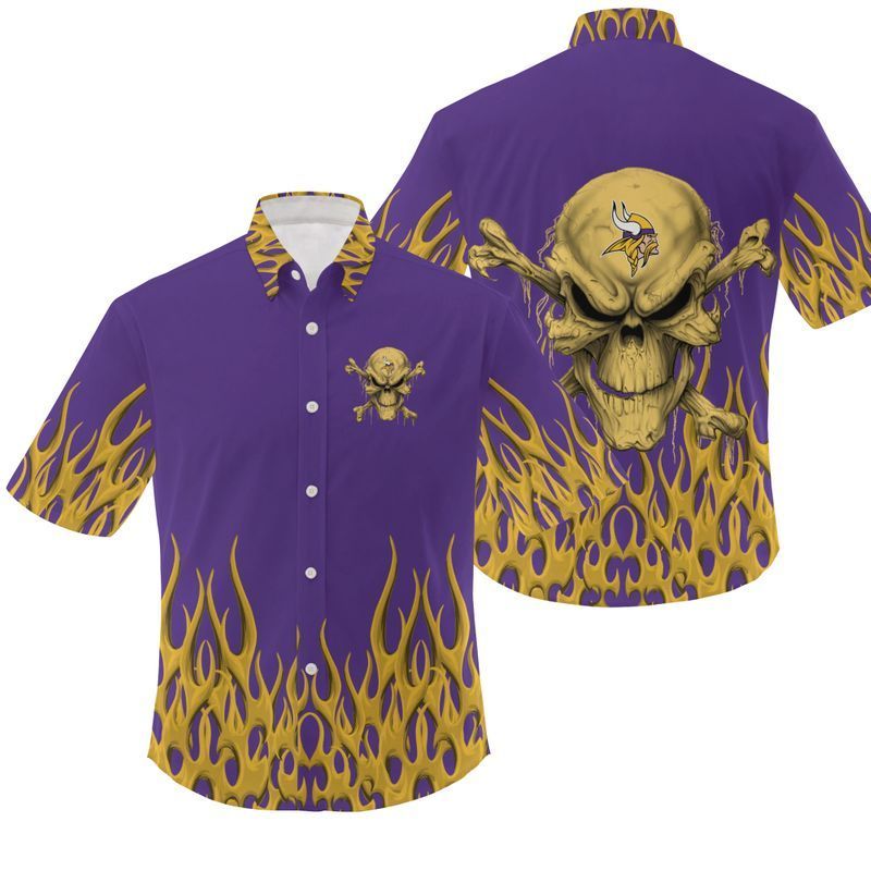 Minnesota Vikings Firing Skull NFL Football Team Hawaiian Shirt Minnesota Vikings Firing Skull NFL Football Team Hawaiian Shirt