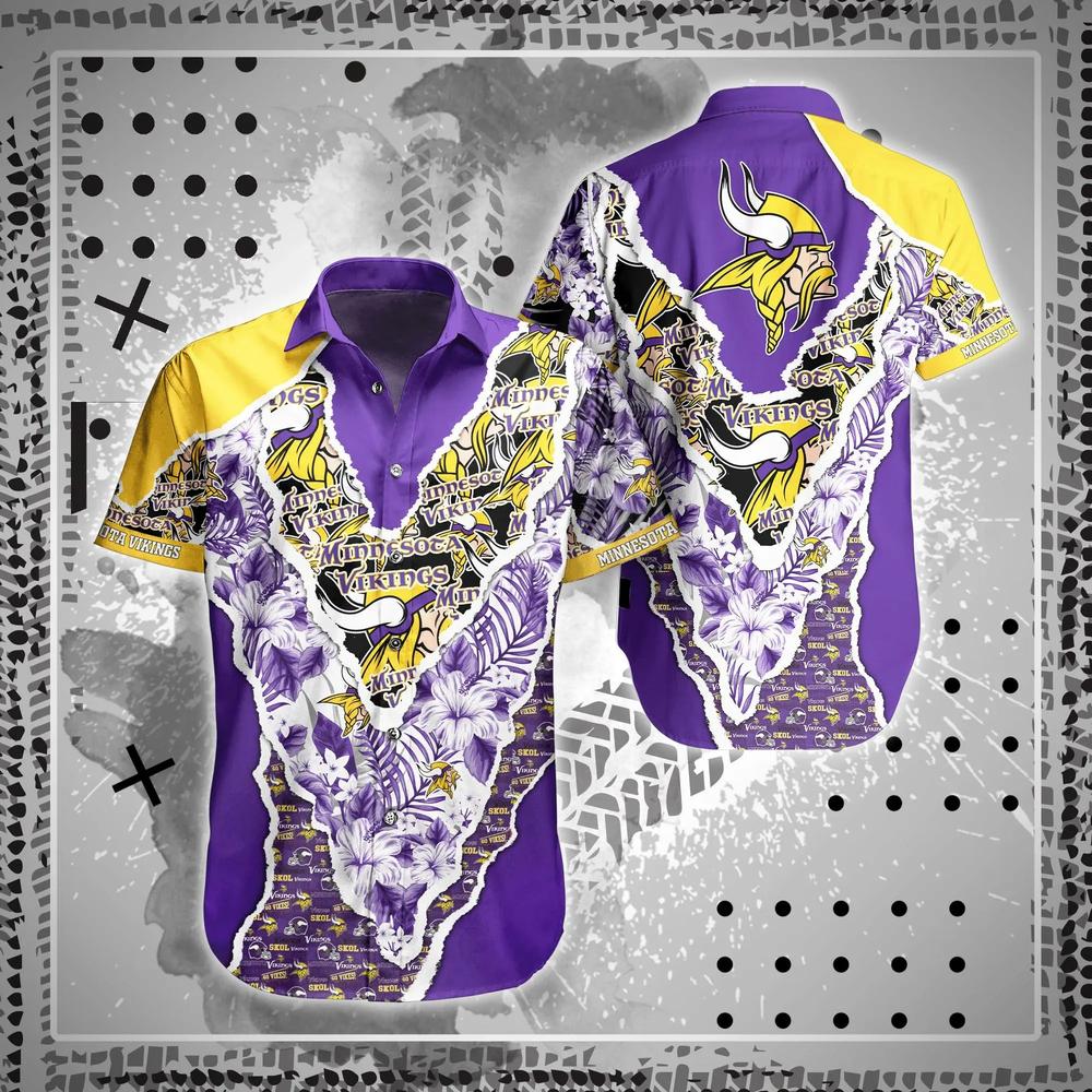 Minnesota Vikings Floral Pattern NFL Football Team Hawaiian Shirt Minnesota Vikings Floral Pattern NFL Football Team Hawaiian Shirt