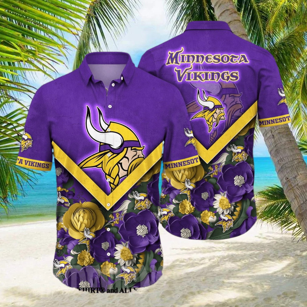 Minnesota Vikings Flower Full Printing Classic Hawaiian Shirt Minnesota Vikings Flower Full Printing Classic Hawaiian Shirt
