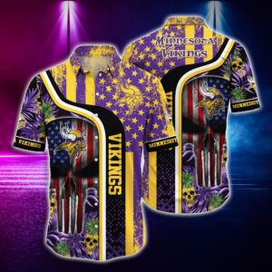Minnesota Vikings Football Skull Hawaiian Shirt