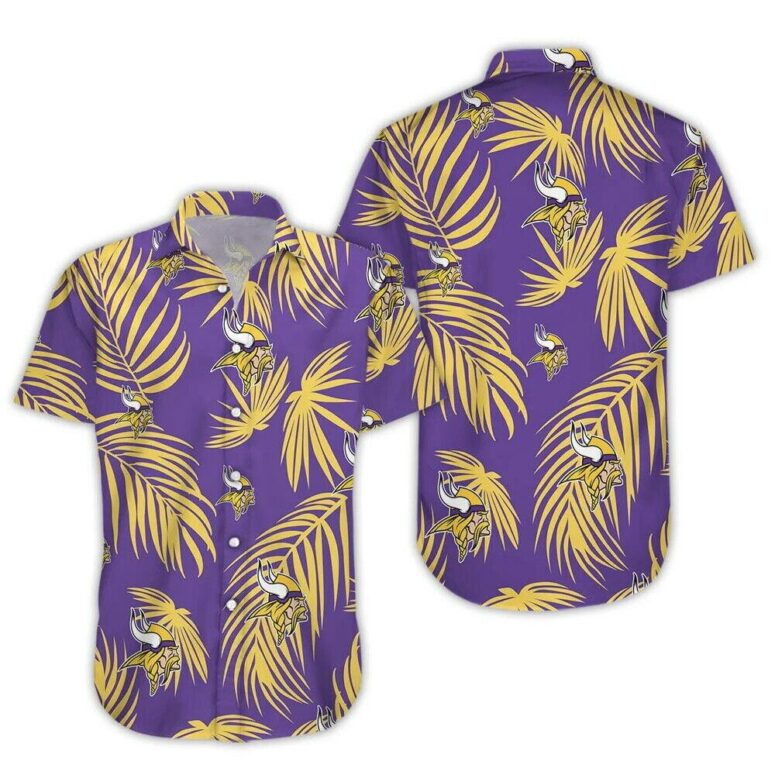 Minnesota Vikings Golden Palm Breeze Hawaiian Shirt Minnesota Vikings Golden Palm Breeze Hawaiian Shirt