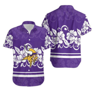 Minnesota Vikings Hibiscus Flowers New Hawaiian Shirt