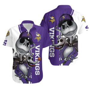 Minnesota Vikings Jack Skellington and Zero NFL Football Team Hawaiian Shirt
