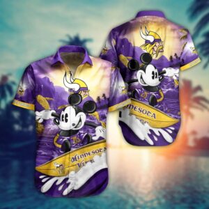 Minnesota Vikings Mickey Mouse NFL Football Team Hawaiian Shirt