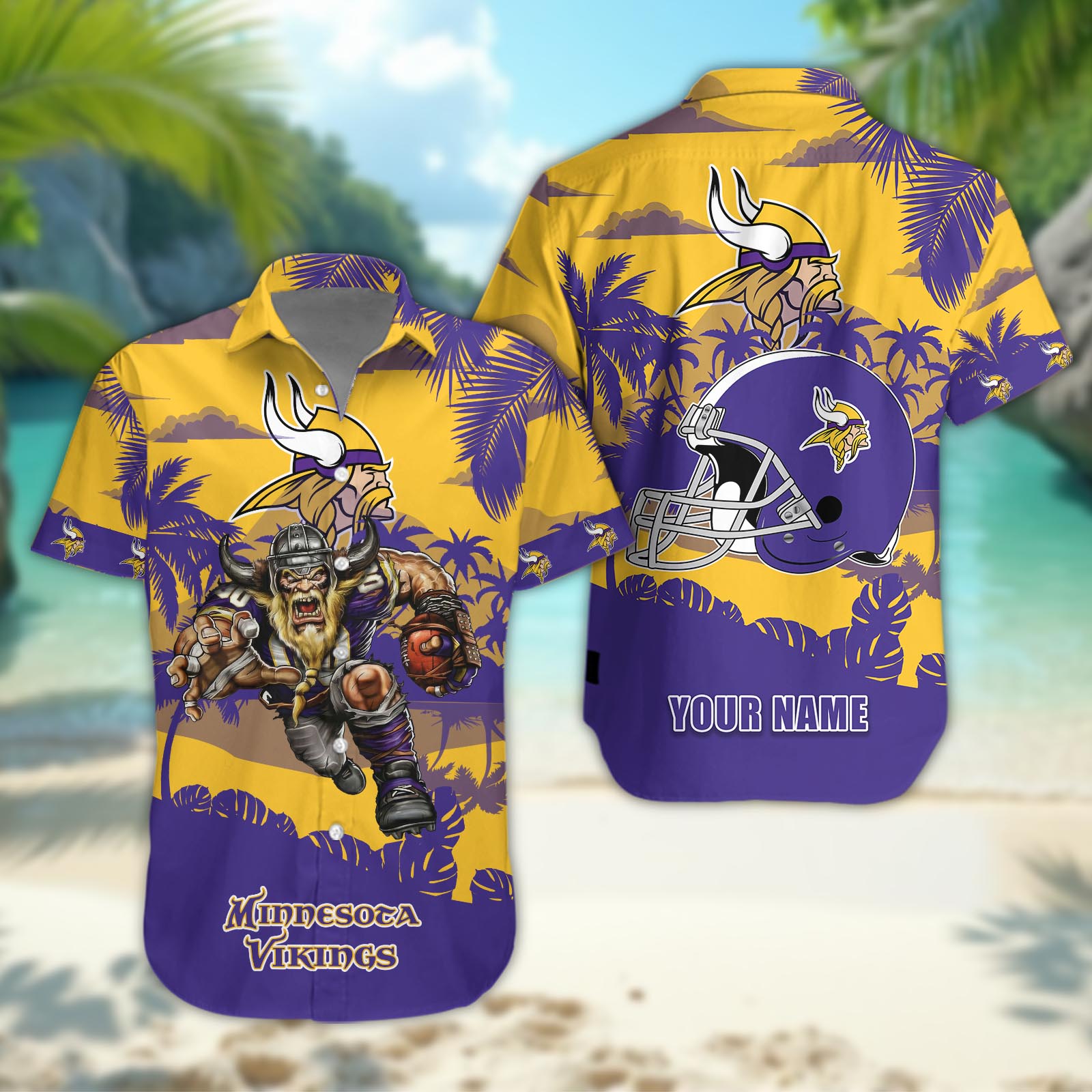 Minnesota Vikings Personalized Hawaiian Shirt ??Custom Name Minnesota Vikings Personalized Hawaiian Shirt ??Custom Name