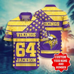 Minnesota Vikings Personalized Name Number Jersey Hawaiian Shirt