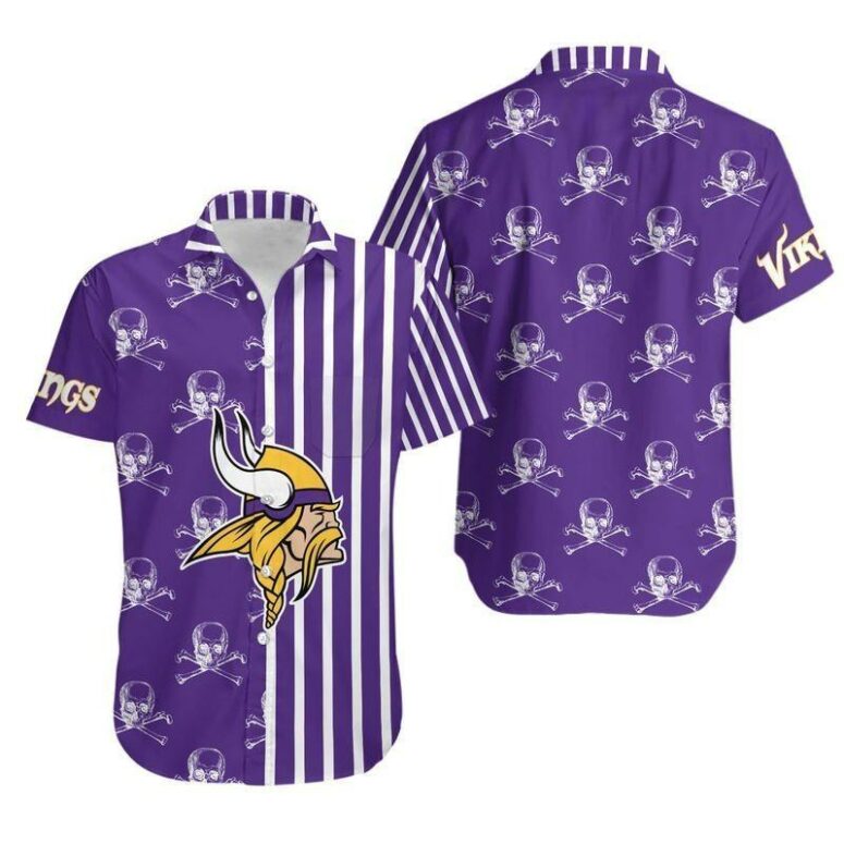 Minnesota Vikings Pirate Stripe Hawaiian Shirt Minnesota Vikings Pirate Stripe Hawaiian Shirt