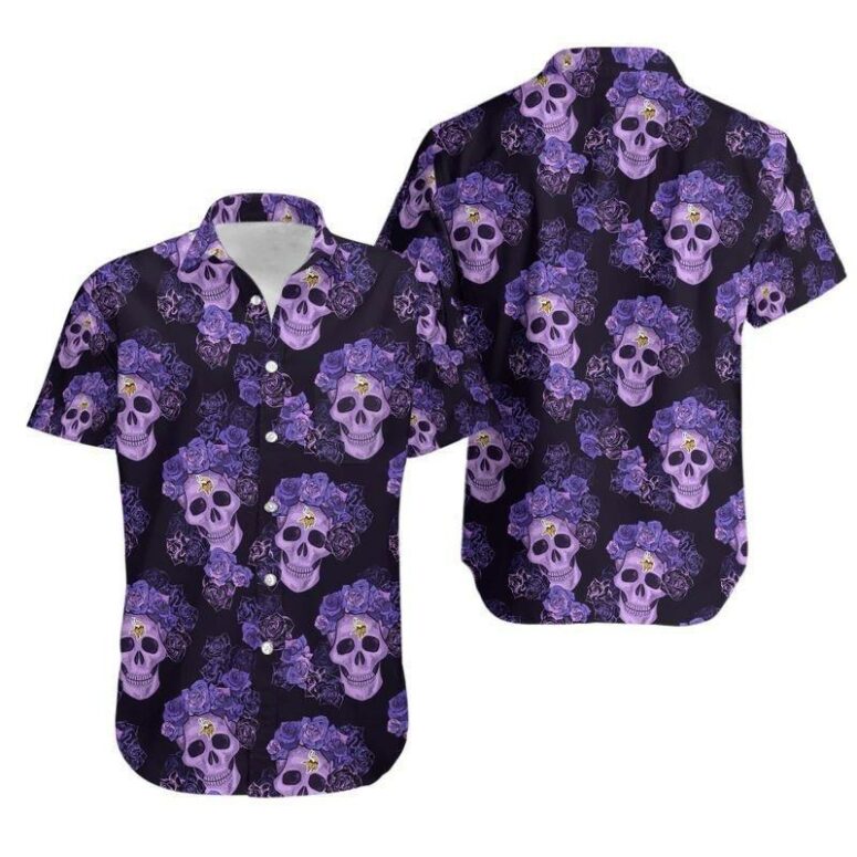 Minnesota Vikings Purple Skulls Aloha Shirt Minnesota Vikings Purple Skulls Aloha Shirt