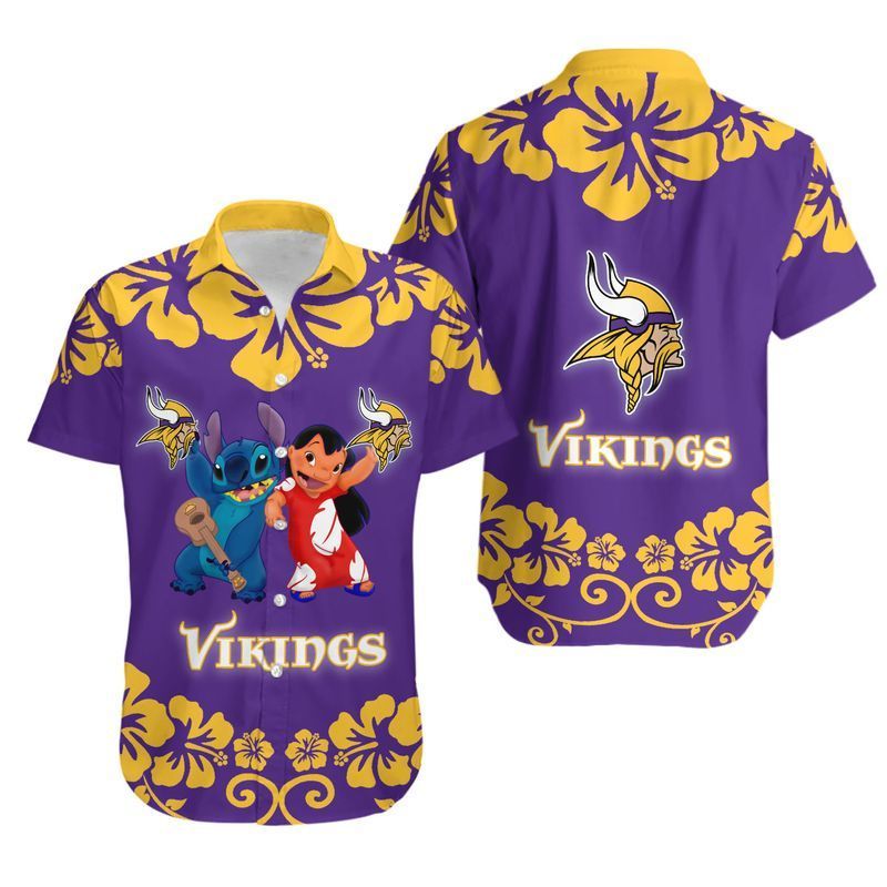 Minnesota Vikings Stitch and Lilo NFL Football Team Hawaiian Shirt Minnesota Vikings Stitch and Lilo NFL Football Team Hawaiian Shirt