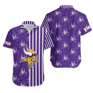 Minnesota Vikings Stripes And Skull Hawaiian Shirt