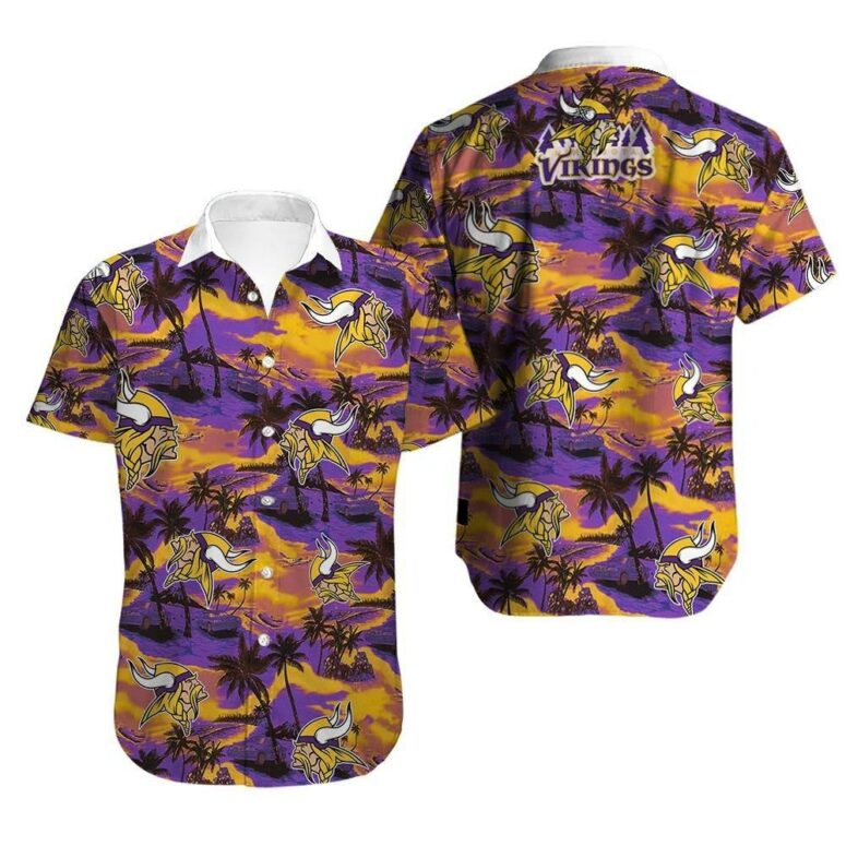 Minnesota Vikings Sunset Palms Escape Hawaiian Shirt Minnesota Vikings Sunset Palms Escape Hawaiian Shirt