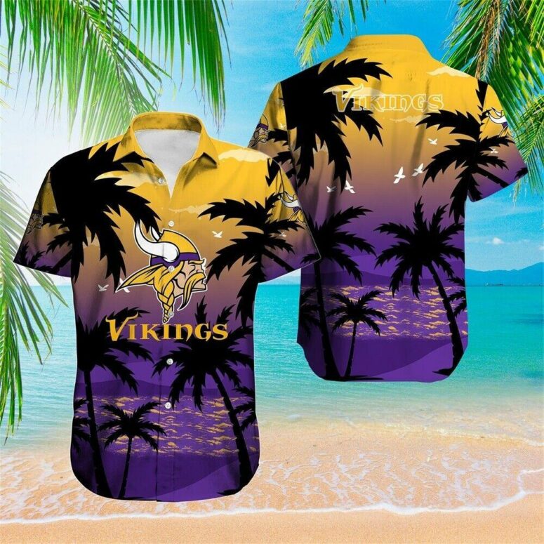 Minnesota Vikings Sunset Tropics Hawaiian Shirt Minnesota Vikings Sunset Tropics Hawaiian Shirt