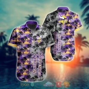 Minnesota Vikings Twilight Palm Breeze Hawaiian Shirt