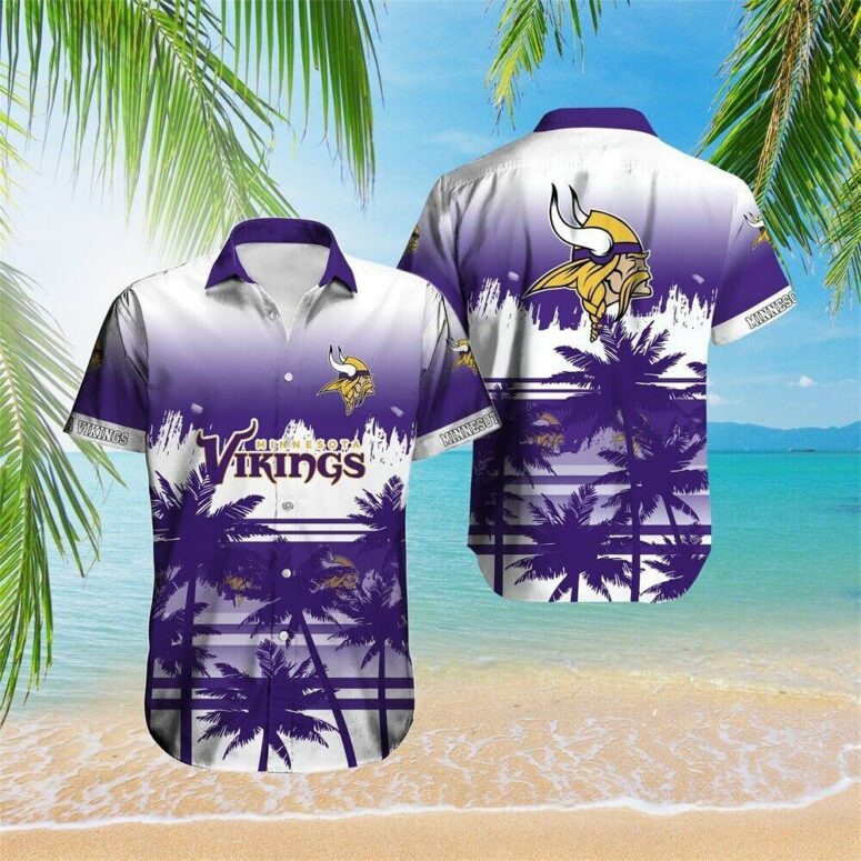 Minnesota Vikings Twilight Palms Hawaiian Shirt Minnesota Vikings Twilight Palms Hawaiian Shirt