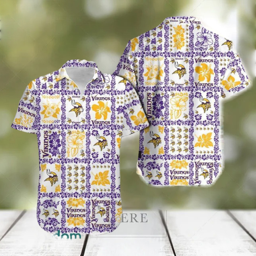 Minnesota-Vikings-Vintage-Flowers-Pattern-Hawaiian-Shirt-1