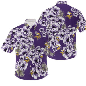 Minnesota Vikings Violet Hibiscus NFL Football Team Hawaiian Shirt