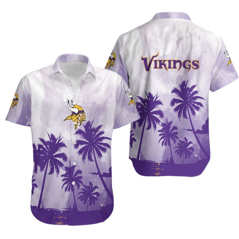 Minnesota Vikings Violet Palm Tree NFL Football Team Hawaiian Shirt Minnesota Vikings Violet Palm Tree NFL Football Team Hawaiian Shirt