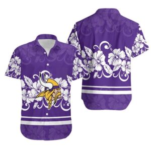 Minnesota Vikings White Flora NFL Football Team Hawaiian Shirt