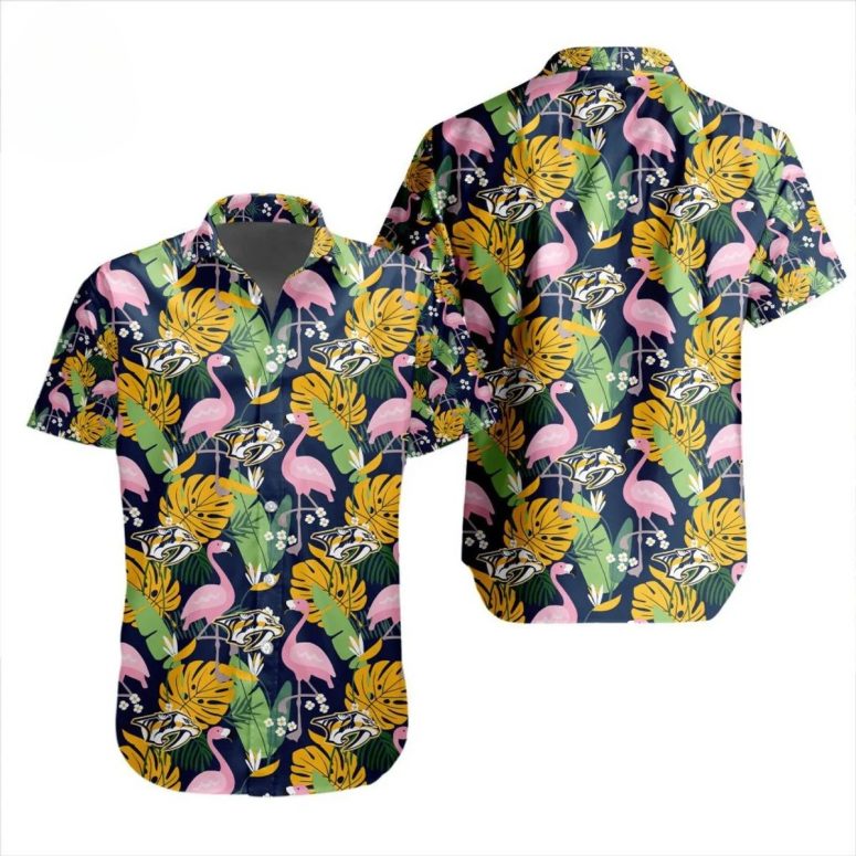 Nashville Predators Flamingo Paradise Hawaiian Shirt Nashville Predators Flamingo Paradise Hawaiian Shirt