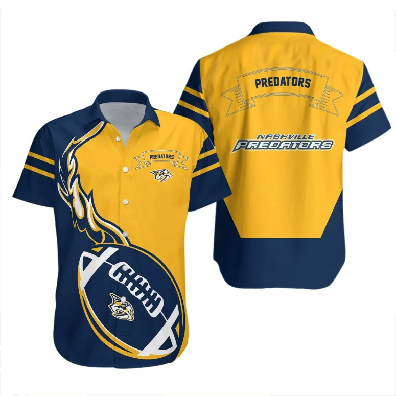 Nashville Predators Football Style Hawaiian Shirt Nashville Predators Football Style Hawaiian Shirt