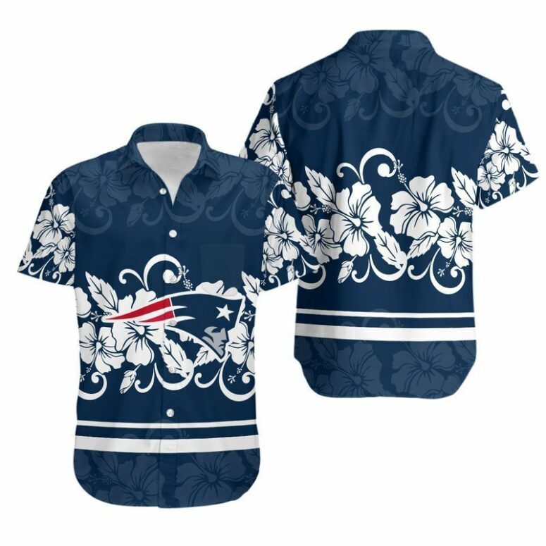New England Patriots Hibiscus Flowers Hawaiian Shirt New England Patriots Hibiscus Flowers Hawaiian Shirt