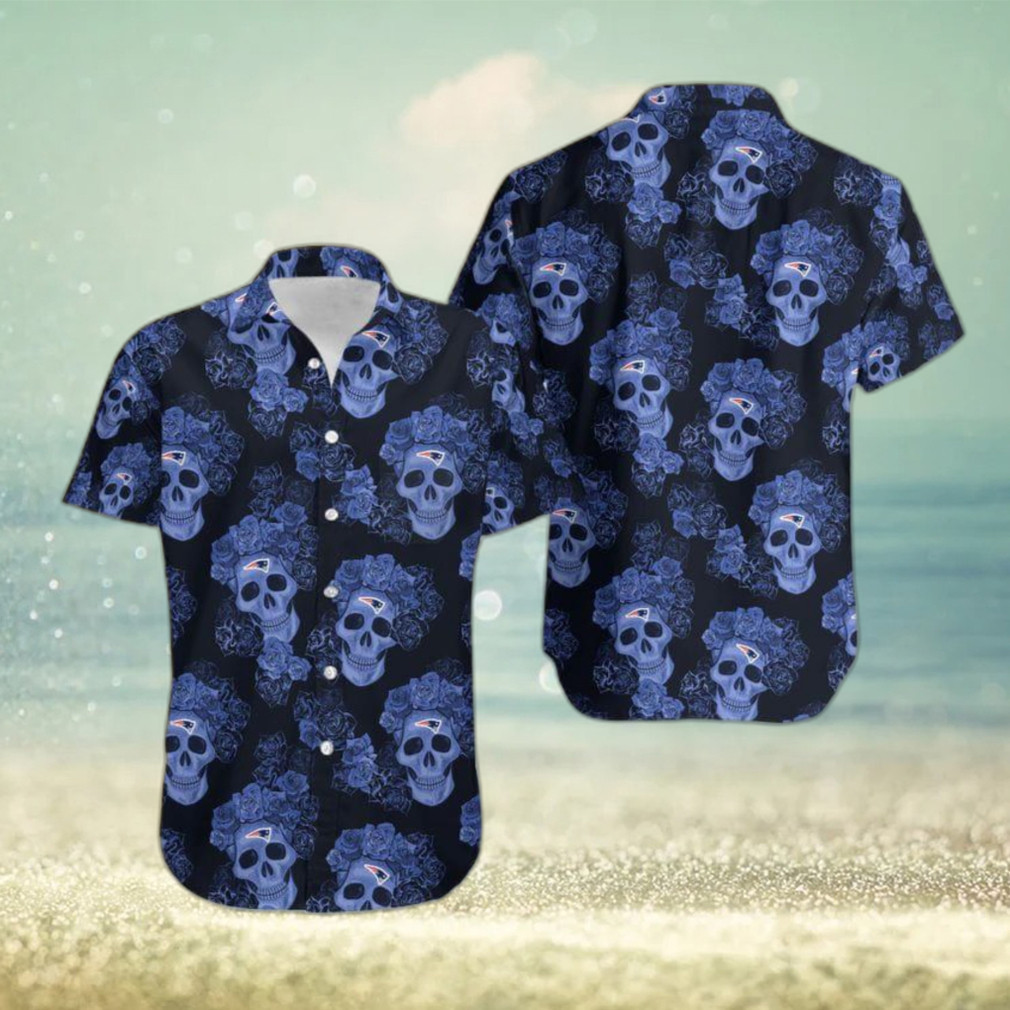 New England Patriots Mystery Skull And Flower Funny Hawaiian Shirt New England Patriots Mystery Skull And Flower Funny Hawaiian Shirt