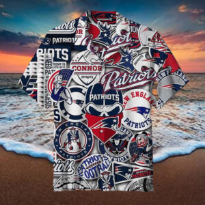 New England Patriots NFL Striped Men????s Hawaiian Shirt