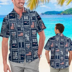 New England Patriots Square Pattern NFL Football Team Hawaiian Shirt