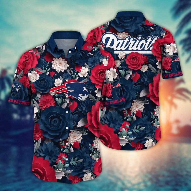New England Patriots Sunset Wave Hawaiian Shirt New England Patriots Sunset Wave Hawaiian Shirt