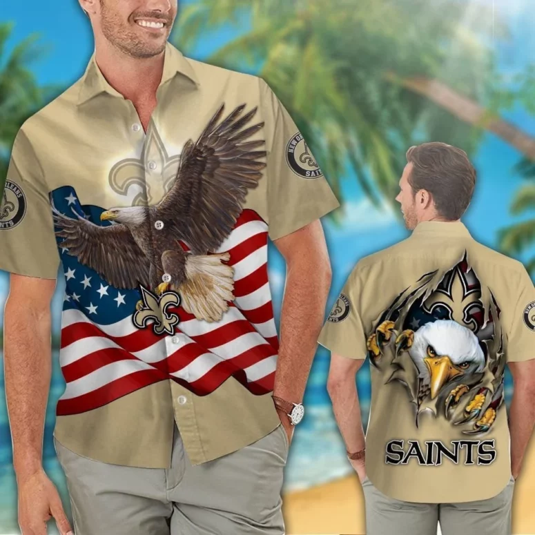 New Orleans Saints American Eagle Glory Hawaiian Shirt New Orleans Saints American Eagle Glory Hawaiian Shirt