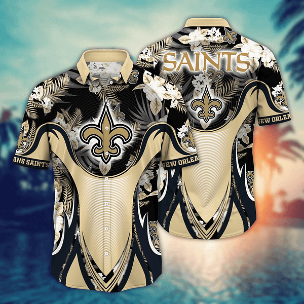 New Orleans Saints Basic V1 NFL Football Team Hawaiian Shirt New Orleans Saints Basic V1 NFL Football Team Hawaiian Shirt