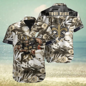 New Orleans Saints Football Custom Name Outfit Hawaiian Shirt V4