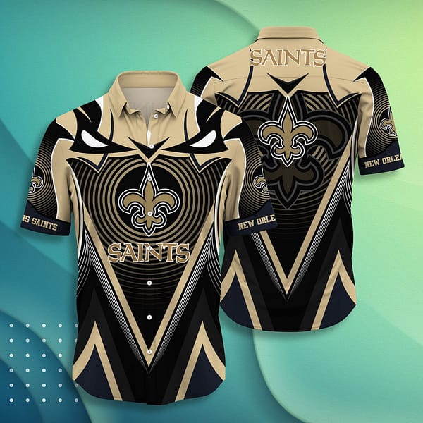 New Orleans Saints Geometric NFL Football Team Hawaiian Shirt New Orleans Saints Geometric NFL Football Team Hawaiian Shirt