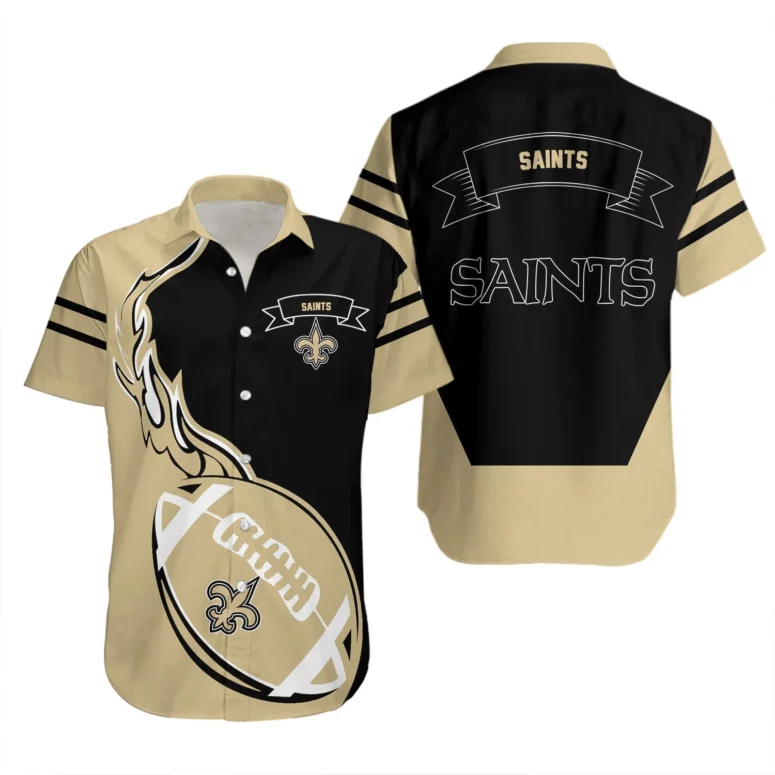 New Orleans Saints Gridiron Flame Hawaiian Shirt New Orleans Saints Gridiron Flame Hawaiian Shirt